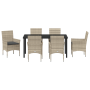 Juego de Comedor de Jardín de 7 Piezas con Cojines Ratán Poliéster Gris Claro de , Sillas de jardín - Ref: Foro24-3379811, Pr...