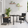 Juego de Comedor de Jardín de 3 Piezas con Cojines Ratán Negro de , Sillas de jardín - Ref: Foro24-3379842, Precio: 207,08 €,...