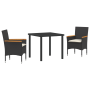Juego de Comedor de Jardín de 3 Piezas con Cojines Ratán Negro de , Sillas de jardín - Ref: Foro24-3379842, Precio: 207,08 €,...