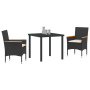 Juego de Comedor de Jardín de 3 Piezas con Cojines Ratán Negro de , Sillas de jardín - Ref: Foro24-3379842, Precio: 207,08 €,...
