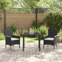 Juego de Comedor de Jardín de 3 Piezas con Cojines Ratán Negro de , Sillas de jardín - Ref: Foro24-3379842, Precio: 207,08 €,...
