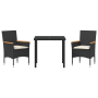 Juego de Comedor de Jardín de 3 Piezas con Cojines Ratán Negro de , Sillas de jardín - Ref: Foro24-3379842, Precio: 207,08 €,...