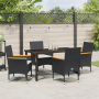 Juego de Comedor de Jardín de 5 Piezas con Cojines en Polirratán Negro de , Sillas de jardín - Ref: Foro24-3379843, Precio: 3...