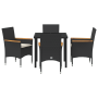 Juego de Comedor de Jardín de 5 Piezas con Cojines en Polirratán Negro de , Sillas de jardín - Ref: Foro24-3379843, Precio: 3...