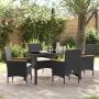 Set de Comedor de Jardín de 5 Piezas con Cojines de Rattan Negro de , Sillas de jardín - Ref: Foro24-3379844, Precio: 347,72 ...