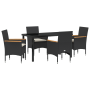 Set de Comedor de Jardín de 5 Piezas con Cojines de Rattan Negro de , Sillas de jardín - Ref: Foro24-3379844, Precio: 347,72 ...