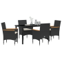 Set de Comedor de Jardín de 5 Piezas con Cojines de Rattan Negro de , Sillas de jardín - Ref: Foro24-3379844, Precio: 347,72 ...