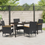 Set de Comedor de Jardín de 5 Piezas con Cojines de Rattan Negro de , Sillas de jardín - Ref: Foro24-3379844, Precio: 347,72 ...