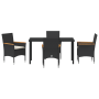 Set de Comedor de Jardín de 5 Piezas con Cojines de Rattan Negro de , Sillas de jardín - Ref: Foro24-3379844, Precio: 347,72 ...