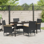 Conjunto de Comedor de Jardín de 5 Piezas con Cojines Ratán Poliéster Negro de , Sillas de jardín - Ref: Foro24-3379845, Prec...