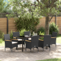 Conjunto de Comedor de Jardín de 7 Piezas con Cojines Poliratán Negro de , Sillas de jardín - Ref: Foro24-3379846, Precio: 47...
