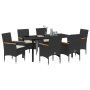 Conjunto de Comedor de Jardín de 7 Piezas con Cojines Poliratán Negro de , Sillas de jardín - Ref: Foro24-3379846, Precio: 47...