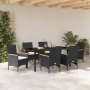 Conjunto de Comedor de Jardín de 7 Piezas con Cojines Poliratán Negro de , Sillas de jardín - Ref: Foro24-3379846, Precio: 47...