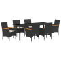 Juego de Comedor de Jardín de 7 Piezas con Cojines de Ratán Negro de , Sillas de jardín - Ref: Foro24-3379847, Precio: 502,79...