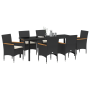 Juego de Comedor de Jardín de 7 Piezas con Cojines de Ratán Negro de , Sillas de jardín - Ref: Foro24-3379847, Precio: 502,79...