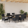 Juego de Comedor de Jardín de 7 Piezas con Cojines de Ratán Negro de , Sillas de jardín - Ref: Foro24-3379847, Precio: 502,79...