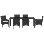 Juego de Comedor de Jardín de 7 Piezas con Cojines de Ratán Negro de , Sillas de jardín - Ref: Foro24-3379847, Precio: 502,79...