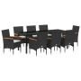 Juego de Comedor de Jardín de 9 Piezas con Cojines Rattan Poliéster Negro de , Sillas de jardín - Ref: Foro24-3379848, Precio...