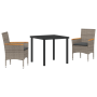 Conjunto de Comedor de Jardín de 3 Piezas con Cojines Ratán Sintético Gris de , Sillas de jardín - Ref: Foro24-3379849, Preci...