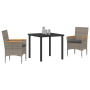 Conjunto de Comedor de Jardín de 3 Piezas con Cojines Ratán Sintético Gris de , Sillas de jardín - Ref: Foro24-3379849, Preci...