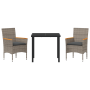 Conjunto de Comedor de Jardín de 3 Piezas con Cojines Ratán Sintético Gris de , Sillas de jardín - Ref: Foro24-3379849, Preci...