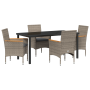 Juego de Comedor de Jardín de 5 Piezas con Cojines de Ratán Poliéster Gris de , Sillas de jardín - Ref: Foro24-3379852, Preci...
