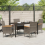 Juego de Comedor de Jardín de 5 Piezas con Cojines de Ratán Poliéster Gris de , Sillas de jardín - Ref: Foro24-3379852, Preci...