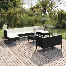 Gartenmöbel-Set 10-teilig und schwarze synthetische Rattankissen von vidaXL, Gartensets - Ref: Foro24-3094576, Preis: 882,99 ...