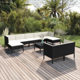Gartenmöbel-Set 10-teilig und schwarze synthetische Rattankissen von vidaXL, Gartensets - Ref: Foro24-3094576, Preis: 881,73 ...