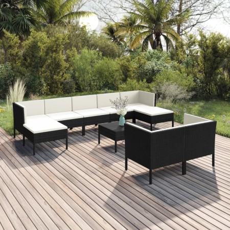 Gartenmöbel-Set 10-teilig und schwarze synthetische Rattankissen von vidaXL, Gartensets - Ref: Foro24-3094576, Preis: 881,73 ...