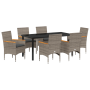 Conjunto de Comedor de Jardín de 7 Piezas con Cojines Rattan Poliéster Gris de , Sillas de jardín - Ref: Foro24-3379853, Prec...