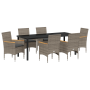 Juego de Comedor de Jardín de 7 Piezas con Cojines Ratan Poliéster Gris de , Sillas de jardín - Ref: Foro24-3379854, Precio: ...