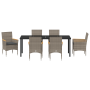 Juego de Comedor de Jardín de 7 Piezas con Cojines Ratan Poliéster Gris de , Sillas de jardín - Ref: Foro24-3379854, Precio: ...