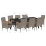 Juego de Comedor de Jardín de 9 Piezas con Cojines Rattan Poliéster Gris de , Sillas de jardín - Ref: Foro24-3379855, Precio:...