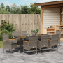 Juego de Comedor de Jardín de 9 Piezas con Cojines Rattan Poliéster Gris de , Sillas de jardín - Ref: Foro24-3379855, Precio:...