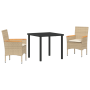 Juego de Comedor de Jardín de 3 Piezas con Cojines Beige Poliratán de , Sillas de jardín - Ref: Foro24-3379856, Precio: 232,5...