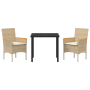 Juego de Comedor de Jardín de 3 Piezas con Cojines Beige Poliratán de , Sillas de jardín - Ref: Foro24-3379856, Precio: 232,5...