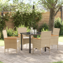 Juego de Comedor de Jardín de 5 Piezas con Cojines Ratán Sintético Beige de , Sillas de jardín - Ref: Foro24-3379857, Precio:...