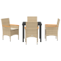 Juego de Comedor de Jardín de 5 Piezas con Cojines Ratán Sintético Beige de , Sillas de jardín - Ref: Foro24-3379857, Precio:...