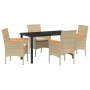 Conjunto de Comedor de Jardín de 5 Piezas con Cojines Beige de , Sillas de jardín - Ref: Foro24-3379858, Precio: 400,62 €, De...