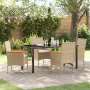 Conjunto de Comedor de Jardín de 5 Piezas con Cojines de Ratán Polipropileno Beige de , Sillas de jardín - Ref: Foro24-337985...