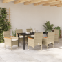 Conjunto de Comedor de Jardín de 7 Piezas con Cojines de Poliratán Beige de , Sillas de jardín - Ref: Foro24-3379860, Precio:...