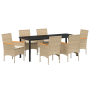 Juego de Comedor de Jardín de 7 Piezas con Cojines Poliratán Beige de , Sillas de jardín - Ref: Foro24-3379861, Precio: 580,2...