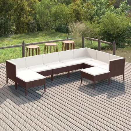 9-piece garden furniture set and brown synthetic rattan cushions by vidaXL, Garden sets - Ref: Foro24-3094431, Price: 967,82 ...