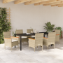Juego de Comedor de Jardín de 7 Piezas con Cojines Poliratán Beige de , Sillas de jardín - Ref: Foro24-3379861, Precio: 580,2...