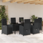 Conjunto de Comedor de Jardín de 7 Piezas con Cojines Rattan Sintético Negro de , Sillas de jardín - Ref: Foro24-3380314, Pre...