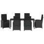 Conjunto de Comedor de Jardín de 7 Piezas con Cojines Rattan Sintético Negro de , Sillas de jardín - Ref: Foro24-3380314, Pre...