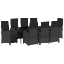 Set de Comedor de Jardín de 9 Piezas con Cojines Negros de Rattan Sintético de , Sillas de jardín - Ref: Foro24-3380315, Prec...