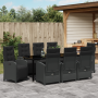 Set de Comedor de Jardín de 9 Piezas con Cojines Negros de Rattan Sintético de , Sillas de jardín - Ref: Foro24-3380315, Prec...