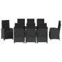 Set de Comedor de Jardín de 9 Piezas con Cojines Negros de Rattan Sintético de , Sillas de jardín - Ref: Foro24-3380315, Prec...